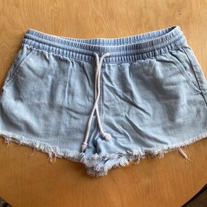 aerie drawstring jean shorts